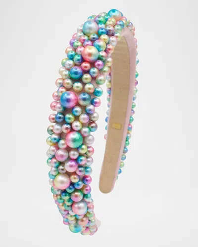 Bari Lynn Girl's Iridescent Pearls Headband In Multi
