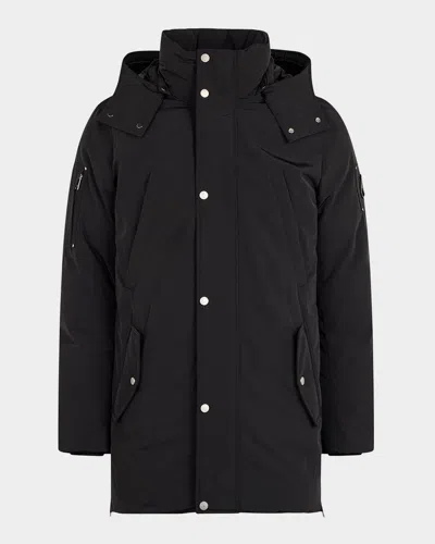 Moose Knuckles Granite Peak Hooded Shell Parka Coat In Black