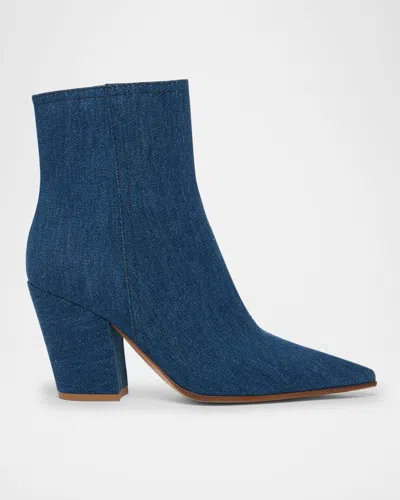 Gianvito Rossi Keinna Denim Zip Ankle Boots In Blue