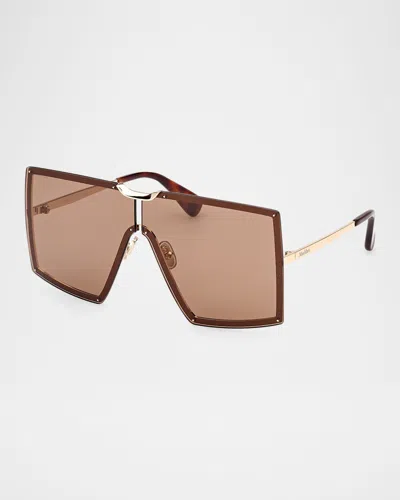 Max Mara 69mm Shield Sunglasses In Gldobrn
