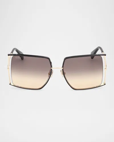 Max Mara 68mm Gradient Oversize Rectangular Sunglasses In Sblksmk