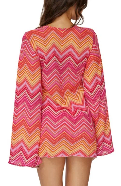 Pq Swim Noah Metallic Long Sleeve Cover-up Tunic In Cayenne