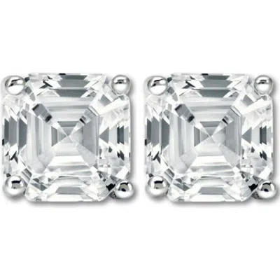Bliss Diamond 3.32ct Asscher Cut Diamond Studs 14k White Gold Lab Grown Earrings In 14k White Gold