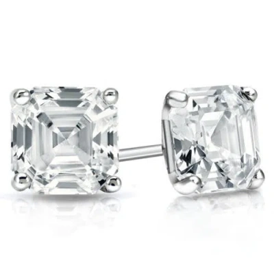 Bliss Diamond 3.32ct Asscher Cut Diamond Studs 14k White Gold Lab Grown Earrings In 14k White Gold