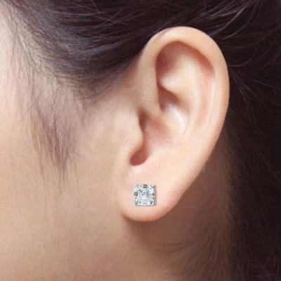 Bliss Diamond 3.32ct Asscher Cut Diamond Studs 14k White Gold Lab Grown Earrings In 14k White Gold
