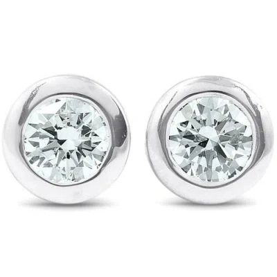 Bliss Diamond 1/4 Ctw 14k Gold Diamond Bezel Martini Stud Earrings Lab Grown In 14k White Gold
