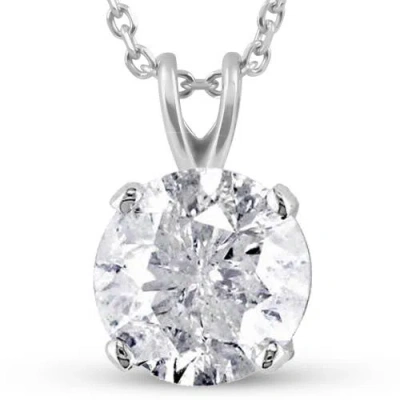 Bliss Diamond Certified 3ct Round Solitaire Diamond Pendant 14k White Gold Necklace Lab Grown In 14k White Gold