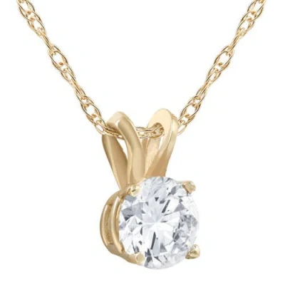 Bliss Diamond 3/4ct Diamond Round Solitaire Necklace 14k Gold Pendant Lab Grown In 14k Yellow Gold
