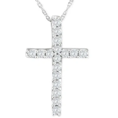 Bliss Diamond 1/3 Ct Lab Diamond Cross Pendant Necklace 18" Gold 21mm Tall In 10k White Gold