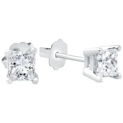 Bliss Diamond 1ct Princess Cut Lab Grown Diamond Studs 14k White Gold In 14k White Gold