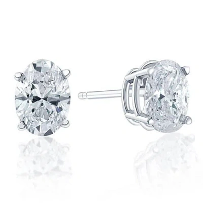 Shop Bliss Diamond 2.37 Ct Lab Grown Oval Diamond Studs 14k White Gold Earrings