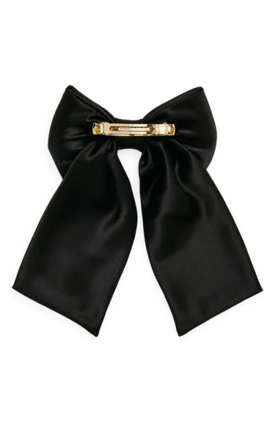 Alexandre De Paris Satin Bow Barrette In Black