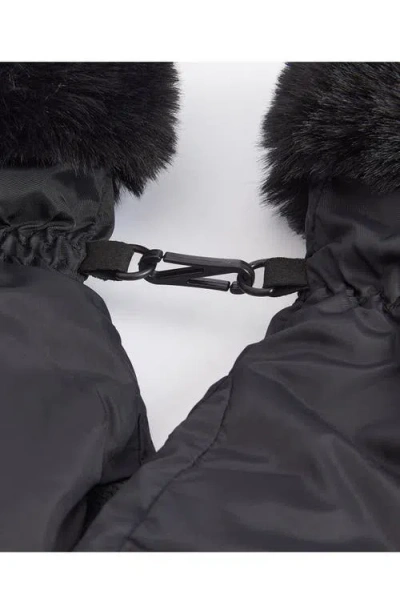 Barbour Primrose Faux Fur Trim Waterproof Mittens In Black
