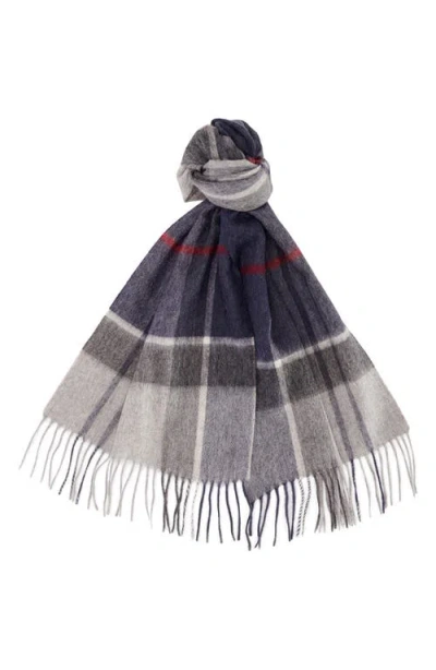 Barbour Carrb Tartan Wool & Cashmere Scarf In Blue Granite