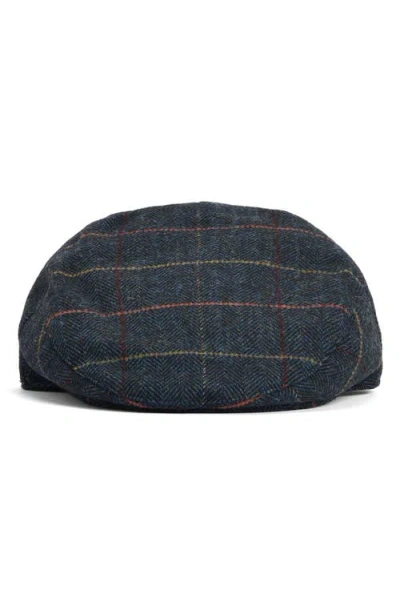 Shop Barbour Wilkin Plaid Driving Cap In Navy Blue Herringbone