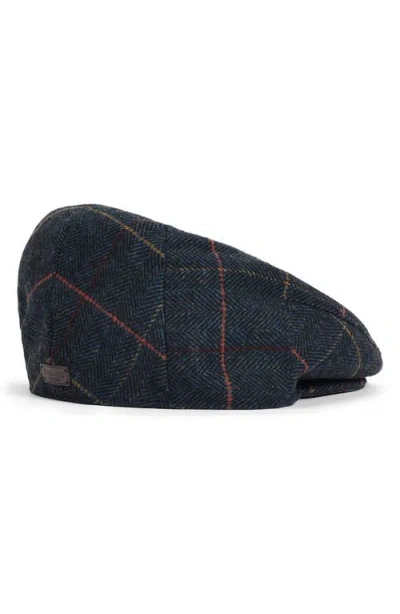 Shop Barbour Wilkin Plaid Driving Cap In Navy Blue Herringbone