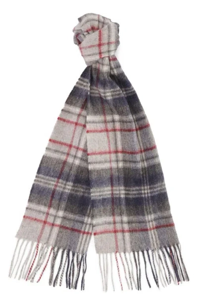 Barbour New Check Tartan Wool & Cashmere Scarf In Blue Granite
