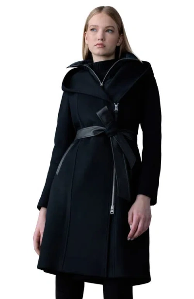 Mackage Shia-slb 2-in-1 Double Face Wool Coat With Removable Bib In Black