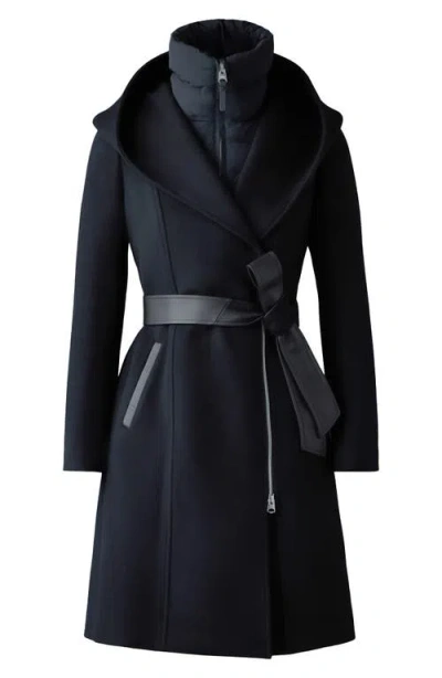 Mackage Shia-slb 2-in-1 Double Face Wool Coat With Removable Bib In Black