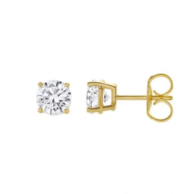 Luvmyjewelry Valeria 14k Gold Lab Grown Round Solitaire Diamond Earrings In 14k Yellow Gold