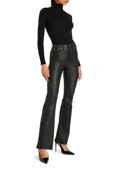 Shop Ser.o.ya Presely Coated Denim High Rise Flare Jean In Coated Black