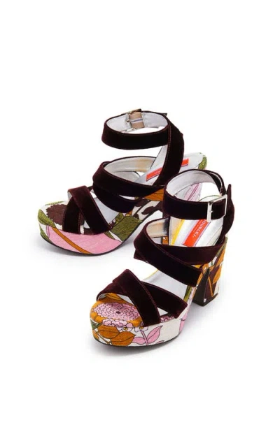 La Doublej Medal Wedge In Big Flower Rose Pink