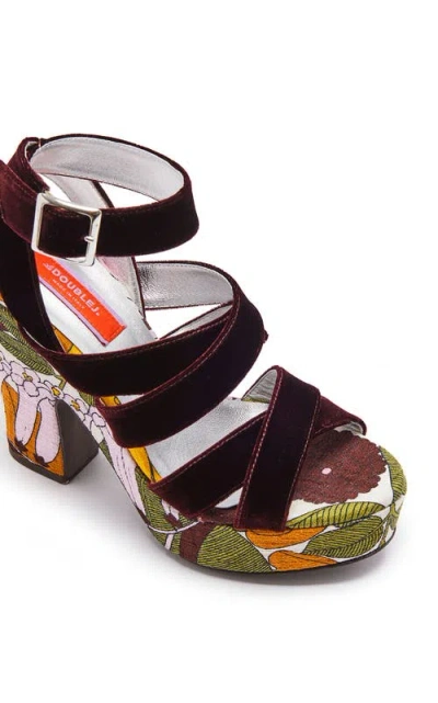 La Doublej Medal Wedge In Big Flower Rose Pink