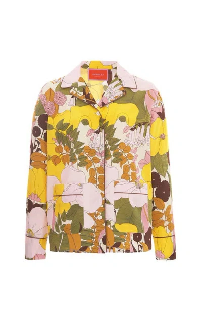 La Doublej La Double J Hammock Shirt In Big Flower Rose Pink