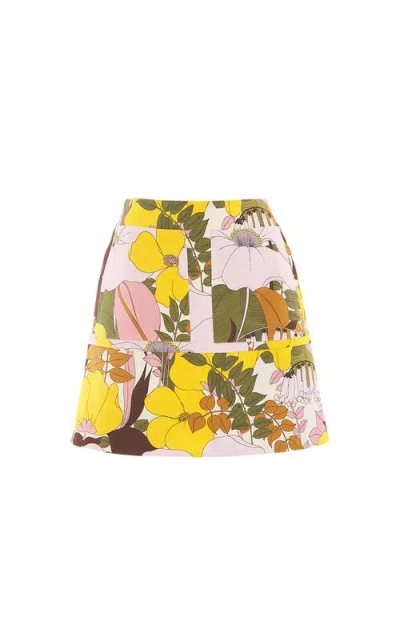 La Doublej Short Skirt Big Flower Rose Pink In Big Flower Rose Pink