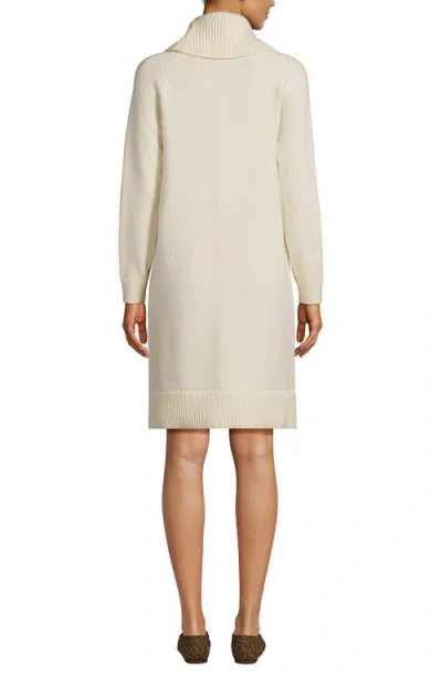 Shop Lands' End Cozy Lofty Cowl Neck Sweater Dress In Fresh Ivory