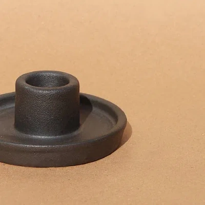 Osmos Studio Whirl Ceramic Candle Holder In Black