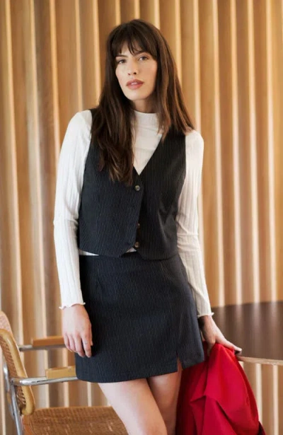 Whimsy + Row Parker Skirt In Black Pinstripe