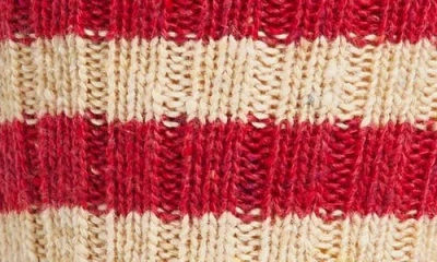 Drake's Stripe Donegal Merino Wool, Cashmere & Silk Boot Socks In Ecru/pink