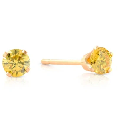 Bliss Diamond 1/4 Ct T.w. Fancy Canary Lab Diamond Studs 14k Gold Lab Grown In 14k Yellow Gold