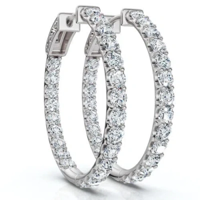 Bliss Diamond Lab Grown Earrings 10k Gold 1 1/4" Tall In 10k White Gold