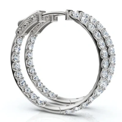 Bliss Diamond Lab Grown Earrings 10k Gold 1 1/4" Tall In 10k White Gold