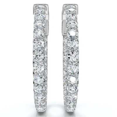 Bliss Diamond Lab Grown Earrings 10k Gold 1 1/4" Tall In 10k White Gold