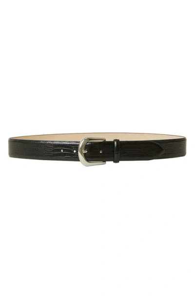 Shop B-low The Belt Kennedy Croc Embossed Leather Belt In Black Silver