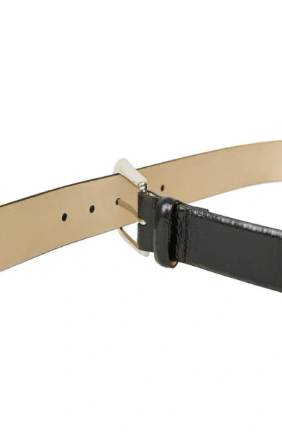B-low The Belt Kennedy Croc Embossed Leather Belt In Black Silver