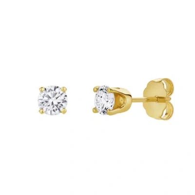 Luvmyjewelry Valeria 14k Gold Lab Grown Round Solitaire Diamond Earrings In 14k Yellow Gold