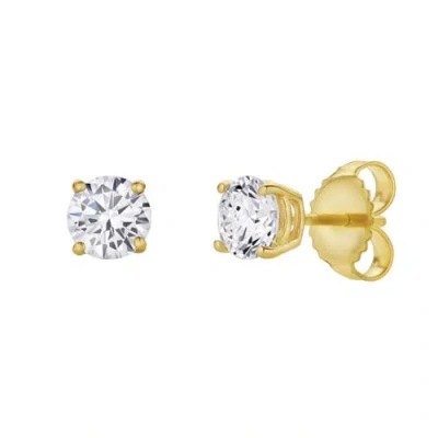 Luvmyjewelry Valeria 14k Gold Lab Grown Round Solitaire Diamond Earrings In 14k Yellow Gold