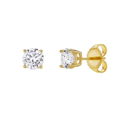Luvmyjewelry Valeria 14k Gold Lab Grown Round Solitaire Diamond Earrings In 14k Yellow Gold
