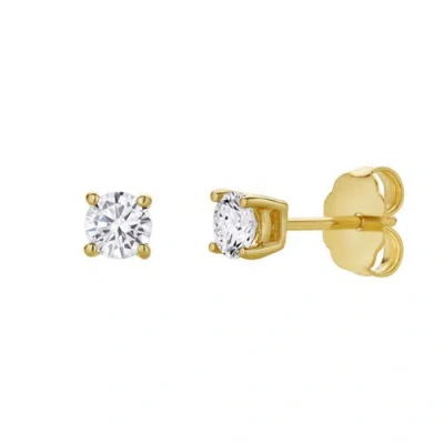 Luvmyjewelry Valeria 14k Gold Lab Grown Round Solitaire Diamond Earrings In 14k Yellow Gold
