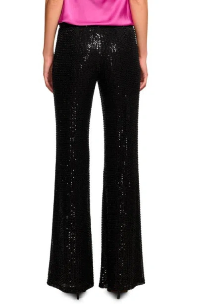 Ramy Brook Olivian Beaded Flare Pant In Black Beaded Mesh