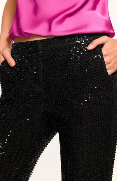 Ramy Brook Olivian Beaded Flare Pant In Black Beaded Mesh