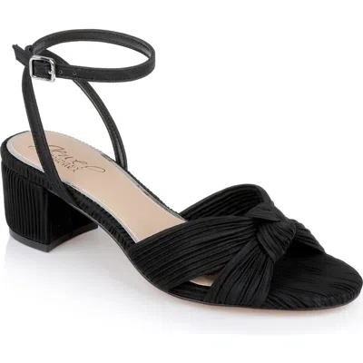 Jewel Badgley Mischka Women's Hudson Knot Block Heel Evening Sandals In Black Fabric