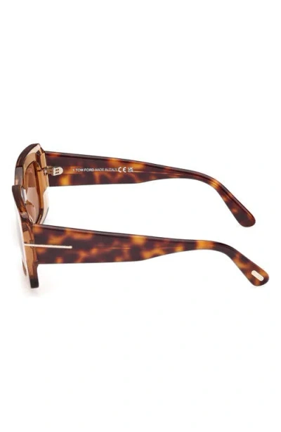Tom Ford Brigitta Rectangle Acetate Sunglasses In Transp Beige/brown Lenses