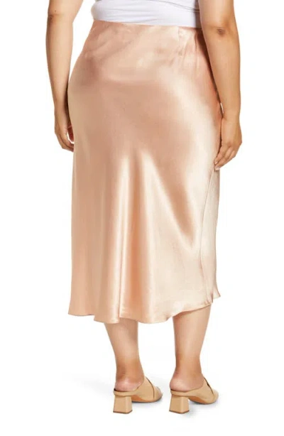 Vince Side Slit Satin Midi Skirt In Yarrow