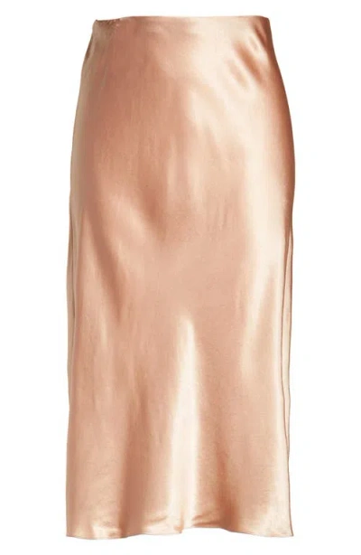 Vince Side Slit Satin Midi Skirt In Yarrow