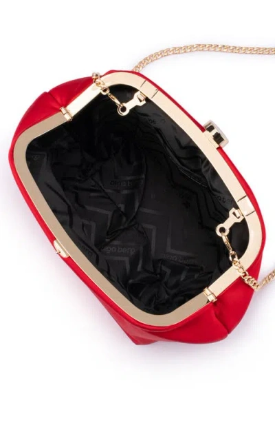 Shop Olga Berg Karina Satin Frame Clutch In Red